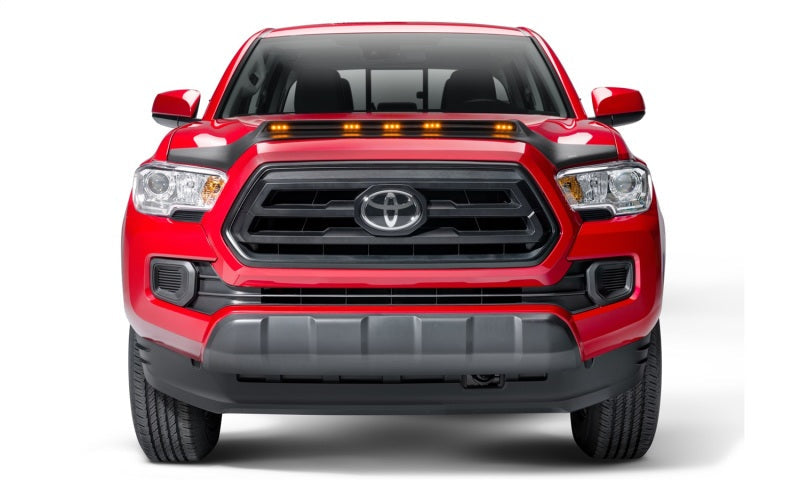 AVS 2016-2019 Toyota Tacoma Aeroskin Low Profile Hood Shield w/ Lights - Black - Mammoth Racing -