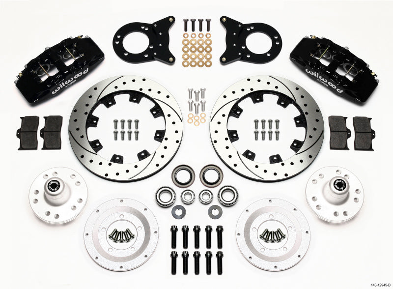 Wilwood Dynapro 6 Front Hub Kit 12.19in Drilled 1970-1973 Mustang Disc & Drum Spindle - Mammoth Racing -