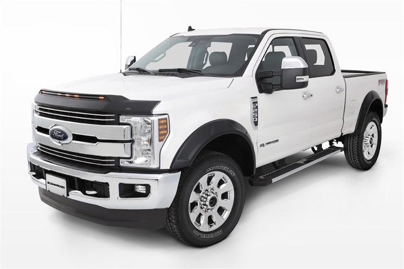 AVS 2017-2019 Ford F250 Super Duty Aeroskin Low Profile Hood Shield w/ Lights - Black - Mammoth Racing -