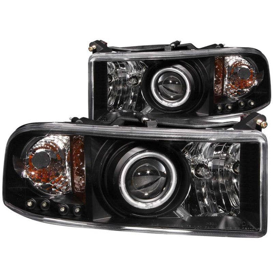 ANZO 1994-2001 Dodge Ram Projector Headlights w/ Halo Black - My Store