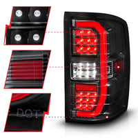 ANZO 14-18 GMC Sierra 1500 Full LED Taillights Black Housing Clear Lens (w/C Light Bars) - Mammoth Racing -