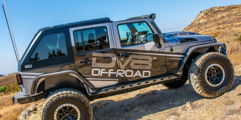 DV8 Offroad 07-18 Jeep Wrangler JK 2 Piece Fast Back Hard Top 4 Door - Black (DS Only) - Mammoth Racing -