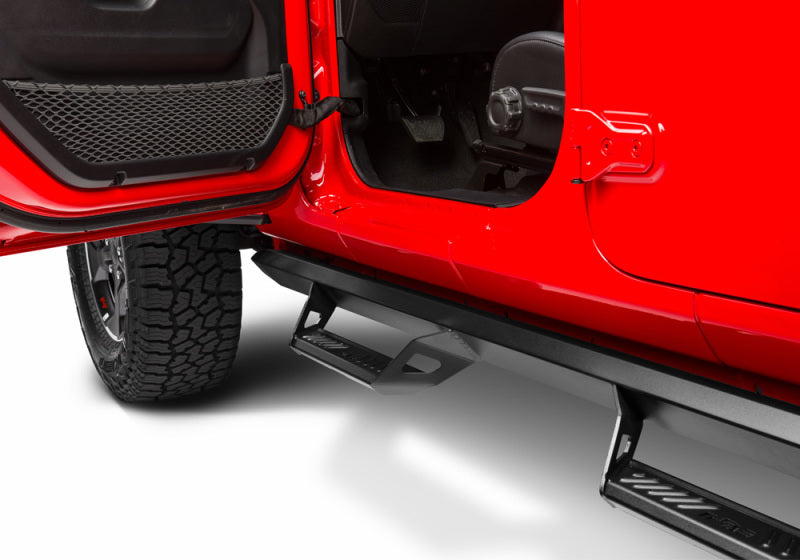 N-Fab Predator Pro Step System 2019 Jeep Wrangler JT 4DR Truck Full Length - Tex. Black - Mammoth Racing -