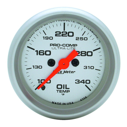 Autometer Ultra-Lite 52mm 100-340 degree F Full Sweep Electronic Oil Temperature Gauge - My Store