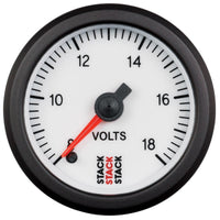 Autometer Stack 52mm 8-18v Pro Stepper Motor Battery Voltage Gauge - White - My Store