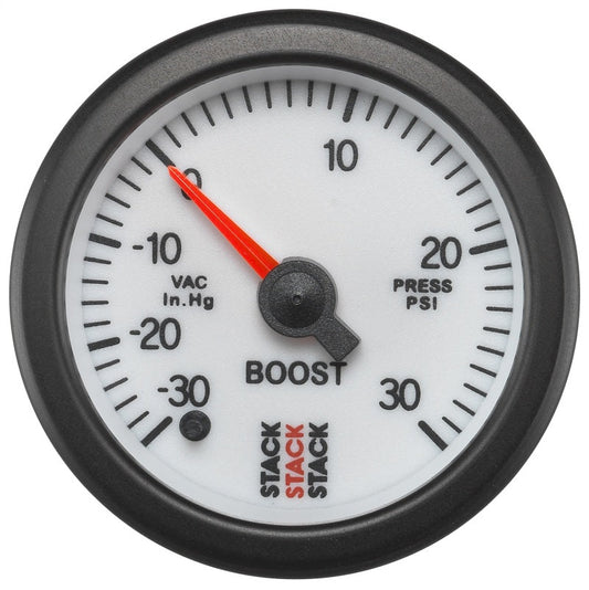 Autometer Stack 52mm -30inhg to +30 PSI (Incl T-Fitting) Pro Stepper Motor Boost Press Gauge - White - My Store