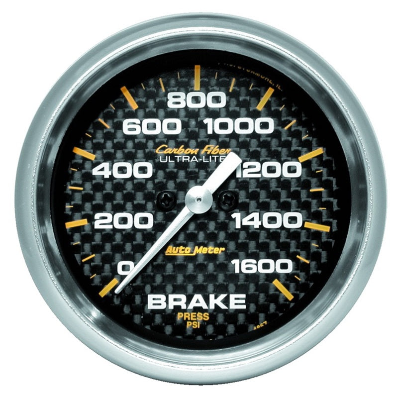 AutoMeter Gauge Brake Pressure 2- 5/8in 1600psi Digital Stepper Motor - Carbon Fiber - Mammoth Racing -