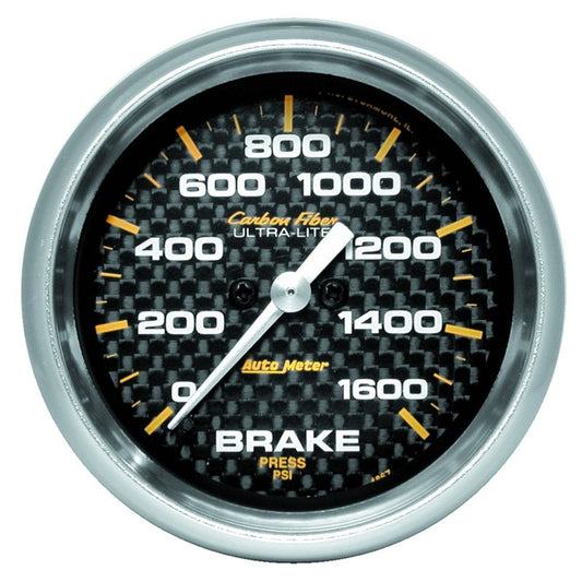 AutoMeter Gauge Brake Pressure 2- 5/8in 1600psi Digital Stepper Motor - Carbon Fiber - Mammoth Racing -