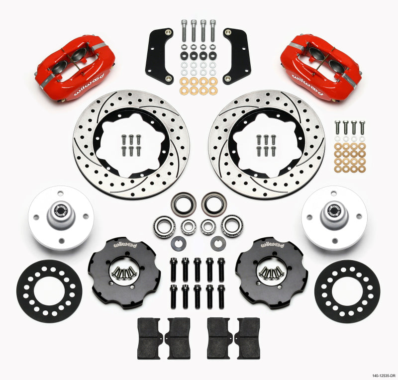 Wilwood Forged Dynalite Front Kit 10.75in Drilled Red 64-65 Mustang 6 Cylinder 4-lug - Mammoth Racing -