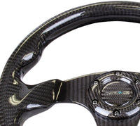NRG Carbon Fiber Steering Wheel (320mm) Flat Bottom w/Shiny Black Carbon - My Store