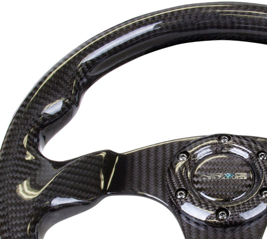 NRG Carbon Fiber Steering Wheel (320mm) Flat Bottom w/Shiny Black Carbon - My Store