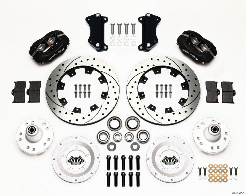 Wilwood Forged Dynalite Front Kit 12.19in Drilled Heidts Tri -5 2 inch Drop Spindle - Mammoth Racing -