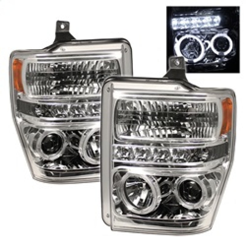 Spyder Ford F250/350/450 Super Duty 08-10 Projector Headlights LED Halo LED Chrm PRO-YD-FS08-HL-C - Mammoth Racing -