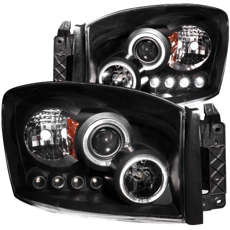 ANZO 2006-2008 Dodge Ram 1500 Projector Headlights w/ Halo Black - My Store