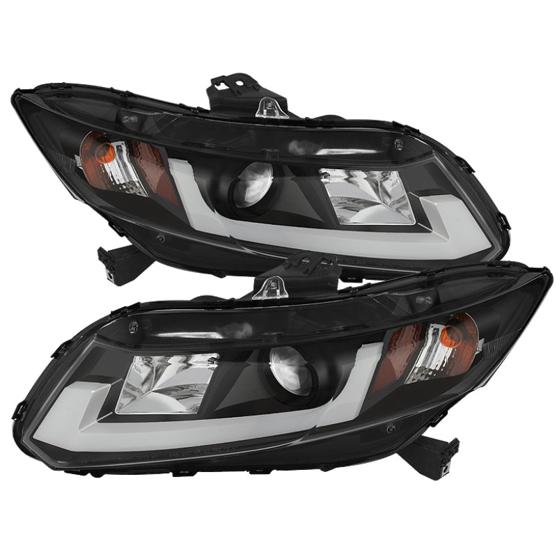 Spyder 12-14 Honda Civic (Excl. 2014 Coupe) Projector Headlights Lgtbr DRL Black PRO-YD-HC12-DRL-BK - Mammoth Racing -