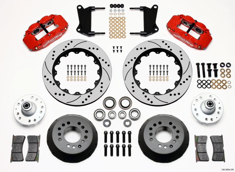 Wilwood Narrow Superlite 6R Front Hub Kit 14.00in Drill Red 67-69 Camaro 64-72 Nova Chevelle - My Store