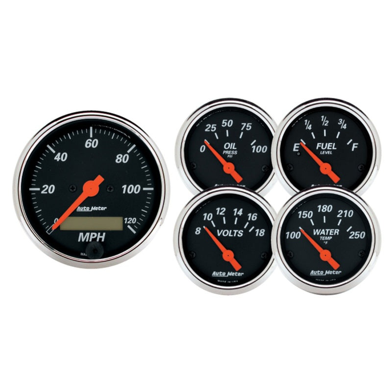 Autometer Designer 3-3/8in & 2-1/16in Kit Box-Elec Speedo & Elec Oil Press H2O Temp Volt Fuel Level - My Store