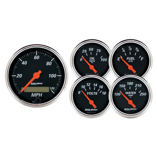 Autometer Designer 3-3/8in & 2-1/16in Kit Box-Elec Speedo & Elec Oil Press H2O Temp Volt Fuel Level - My Store