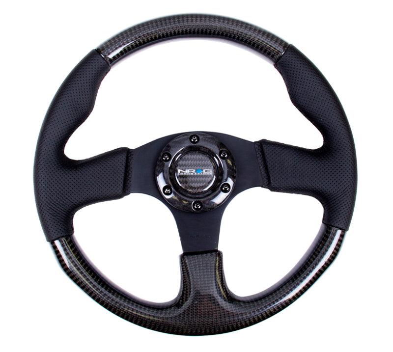 NRG Carbon Fiber Steering Wheel (315mm) Leather Trim w/Black Stitching - My Store