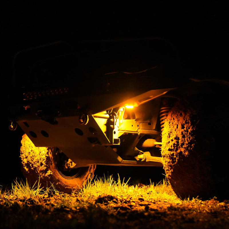 KC HiLiTES Cyclone V2 LED - Rock Light - 6-Light System - Amber - 5W Flood Beam - Mammoth Racing -