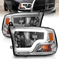 ANZO 2009-2018 Dodge Ram 1500/ 2500/ 3500 Crystal Headlights w/ Light Bar Chrome Housing - My Store