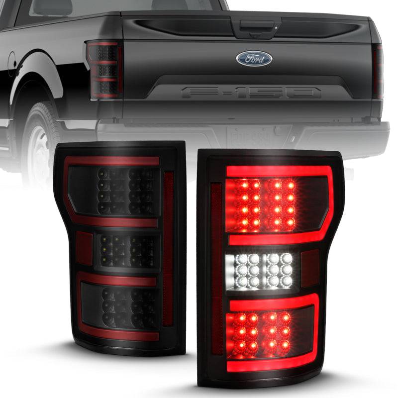 ANZO 18-19 Ford F-150 LED Taillight Black Housing Clear Lens Red Light Bar W/Sequential - My Store