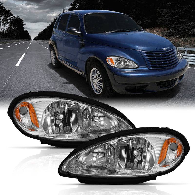 ANZO 2001-2005 Chrysler Pt Cruiser Crystal Headlight Chrome Amber (OE) - My Store