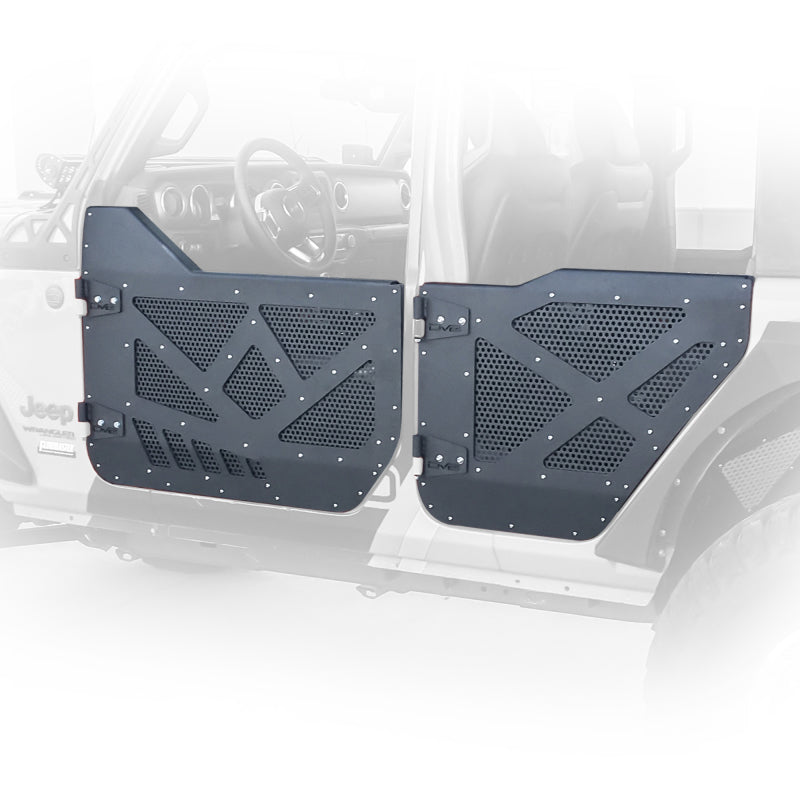 DV8 18-22 Jeep 4 Door JL/JT Aluminum Half Doors with Perforated Mesh Rear - Mammoth Racing -