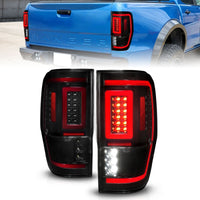 ANZO 19-22 Ford Ranger Full LED Taillights w/ Lightbar Sequential Signal Black Housing/Smoke Lens - Mammoth Racing -