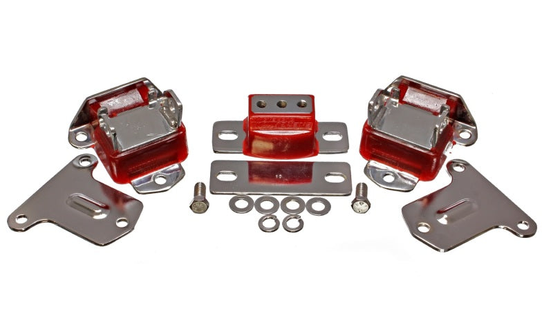 Energy Suspension 69-71 Camaro / 70-73 Monte Carlo Red Motor and Transmision Mounts; Chrome Finish - Mammoth Racing -