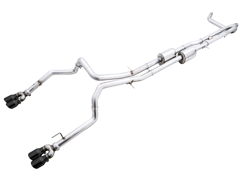 AWE Tuning 22-23 GMC Sierra 1500 AT4X 6.2L 0FG Catback Split Dual (Flat Bumper) - Diamond Black Tips - Mammoth Racing -
