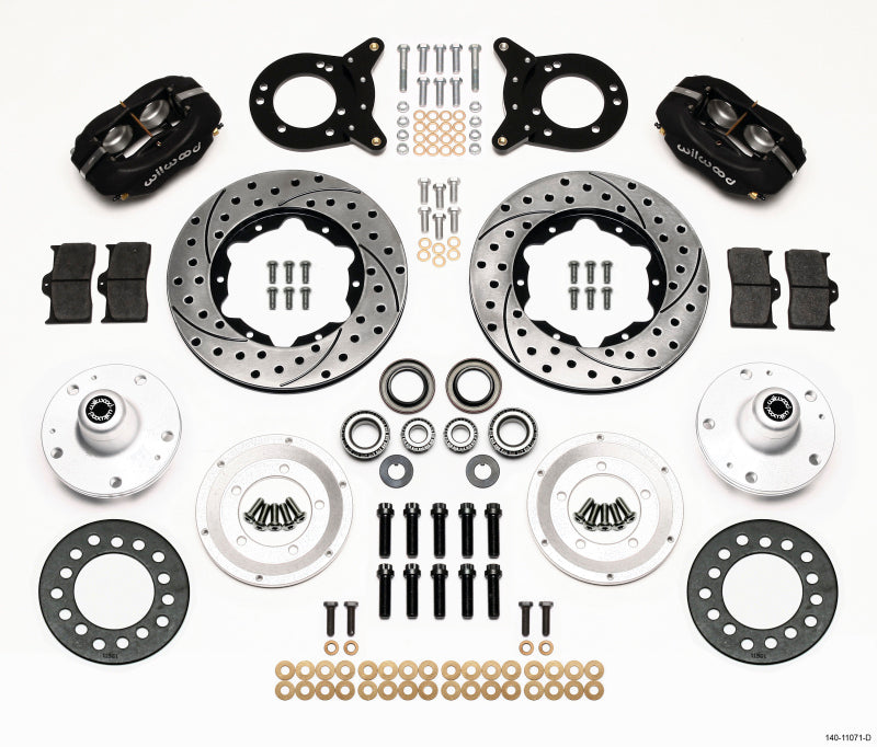 Wilwood Forged Dynalite Front Kit 11.00in Drilled 1965-1969 Mustang Disc & Drum Spindle - Mammoth Racing -