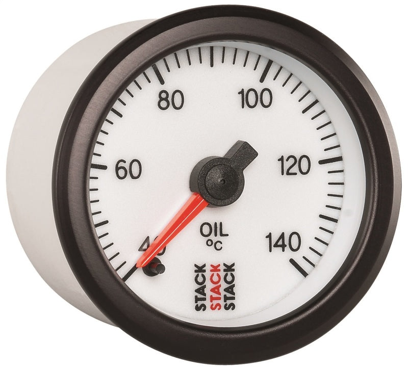 Autometer Stack 52mm 40-140 Deg C 1/8in Nptf Male Pro Stepper Motor Oil Temp Gauge - White - My Store