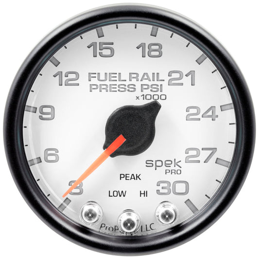 Autometer Spek-Pro Gauge Rail Press 2 1/16in 30Kpsi Stepper Motor W/Peak & Warn Wht/Blk - My Store