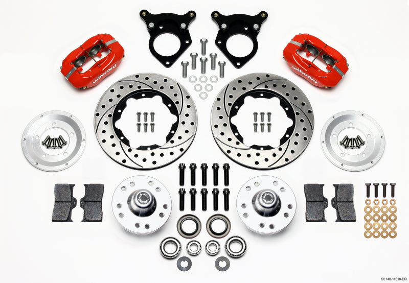 Wilwood Forged Dynalite Front Kit 11.00in Drilled Red 87-93 Mustang 5 Lug - Mammoth Racing -