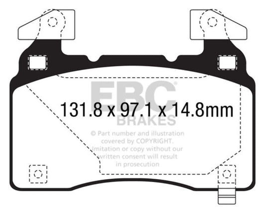 EBC 14+ Chevrolet Corvette Stingray (C7) 6.2 (Z51 Performance Package) Bluestuff Front Brake Pads