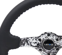 NRG Reinforced Steering Wheel (350mm / 3in. Deep) Blk Leather w/Hydrodipped Digi-Camo Spokes - My Store