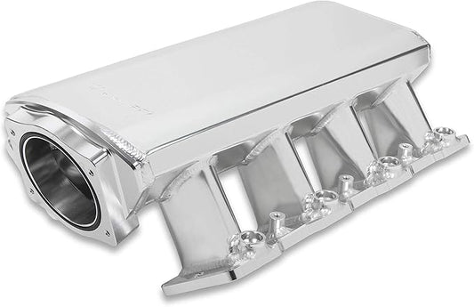 Sniper 820101-1 Silver Low-Profile Sheet Metal Fabricated Intake Manifold w/ 92mm Throttle Body Opening & Fuel Rail Kit - My Store