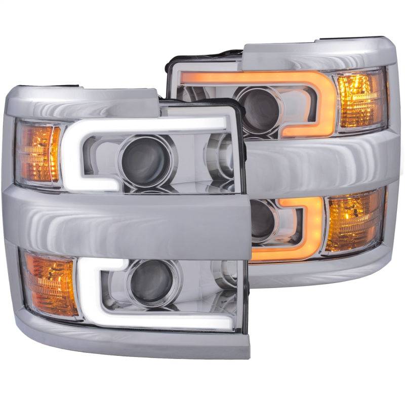 ANZO Projector Headlights 15-17 Chevrolet Silverado 2500HD / 3500HD Chrome w/ Chrome Rim - My Store