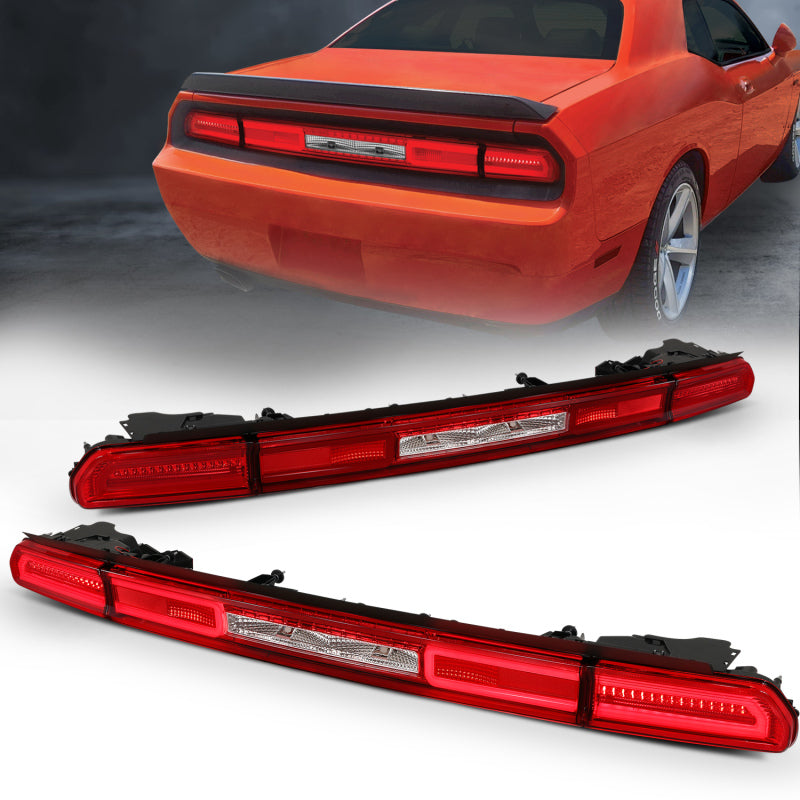 ANZO 08-10 Dodge Challenger LED Taillights - Red/Clear w/Sequential Turn Signal - Mammoth Racing -