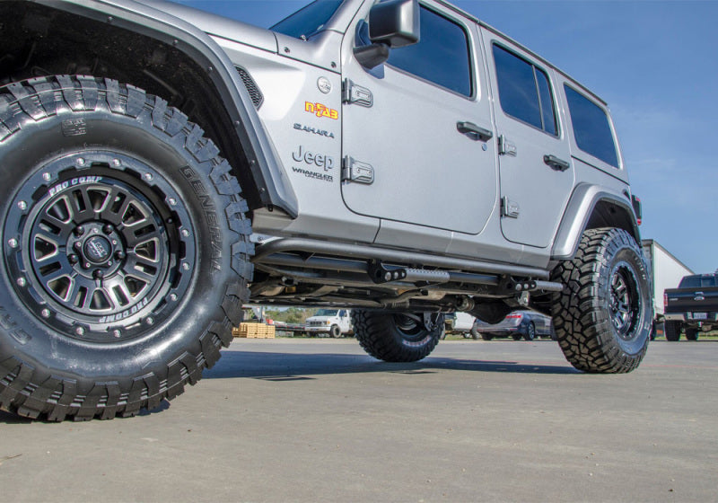 N-Fab RKR Rails 2018 Jeep Wrangler JL 4 Door Dab Length - Gloss Black - 1.75in - Mammoth Racing -