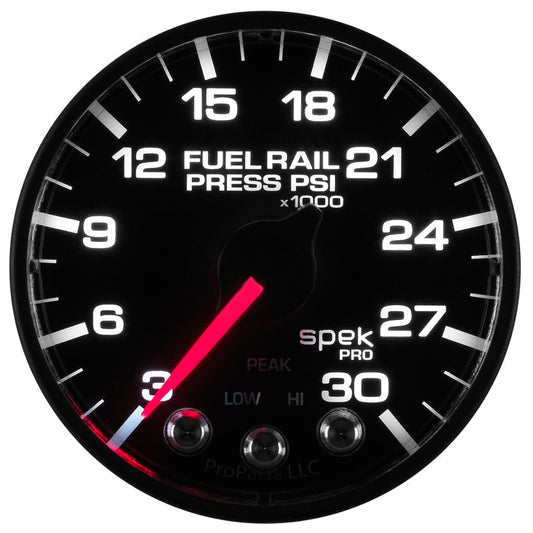 Autometer Spek-Pro Gauge Rail Press 2 1/16in 30Kpsi Stepper Motor W/Peak & Warn Blk/Blk - My Store