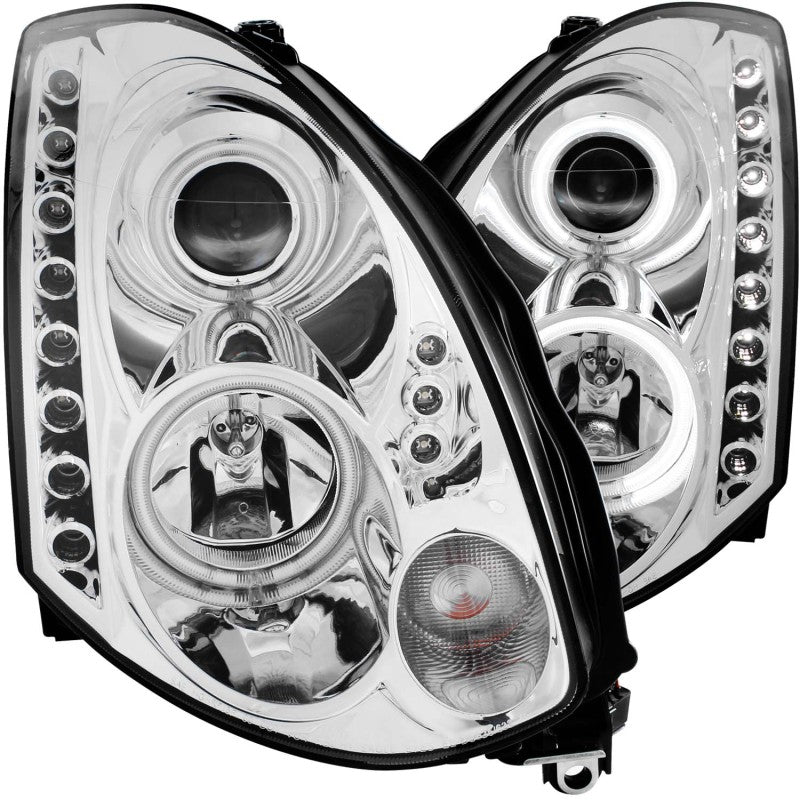 ANZO 2003-2007 Infiniti G35 Projector Headlights w/ Halo Chrome (CCFL) (HID Compatible) - Mammoth Racing -