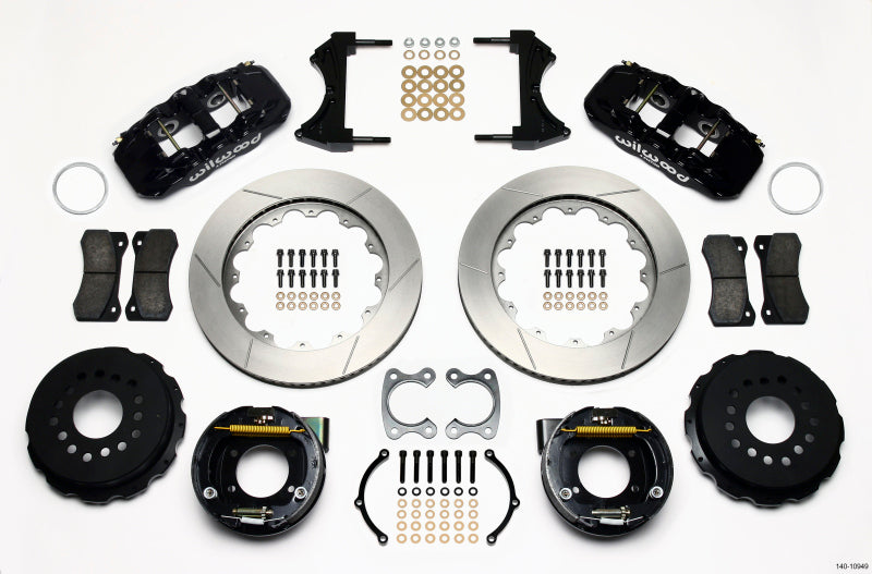 Wilwood Aero4 Rear P-Brake Kit 14.00in Small Ford 2.50in Offset - Mammoth Racing -