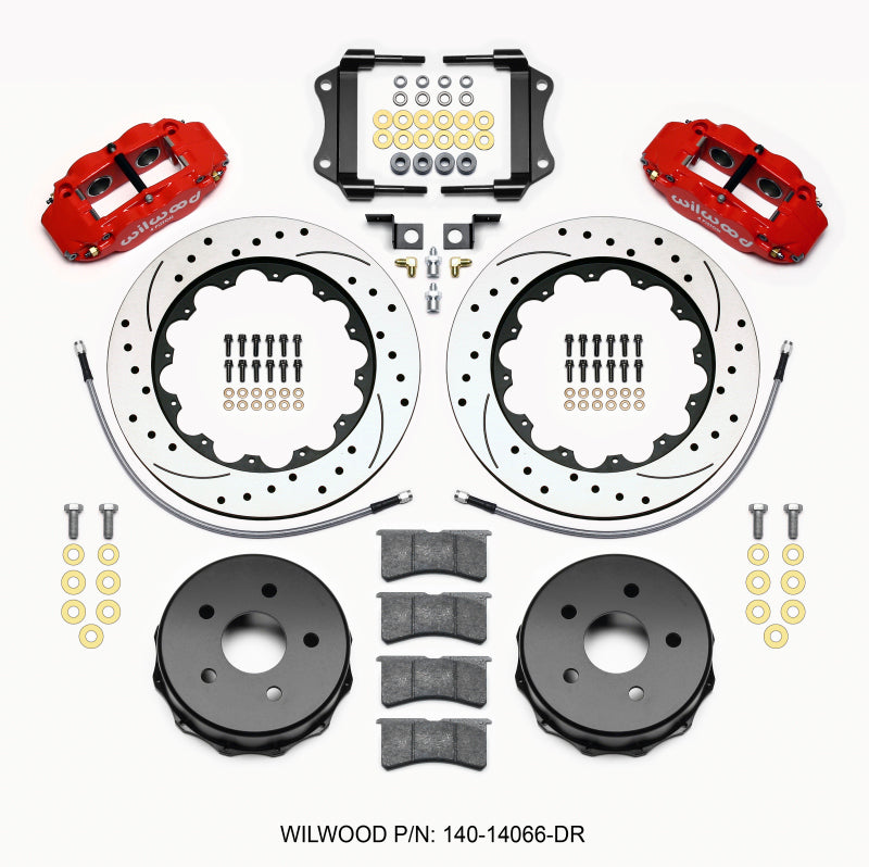 Wilwood Narrow Superlite 4R Rear Kit 14.00in Drilled Red 2007-up Jeep JK w/Lines - My Store