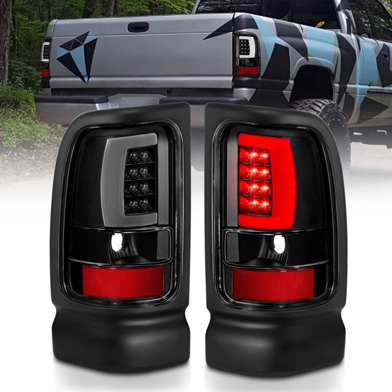 ANZO 1994-2001 Dodge Ram 1500 LED Taillights Plank Style Black w/Clear Lens - My Store
