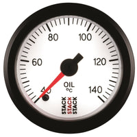 Autometer Stack 52mm 40-140 Deg C 1/8in Nptf Male Pro Stepper Motor Oil Temp Gauge - White - My Store