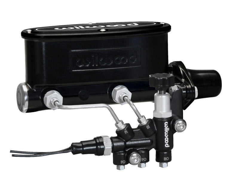 Wilwood HV Tandem M/C Kit w L/H Bracket & Prop Valve - 1in Bore Black - My Store