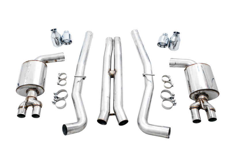AWE Tuning 2017+ Challenger 5.7L Touring Edition Exhaust - Non-Resonated - Chrome Silver Quad Tips - Mammoth Racing -