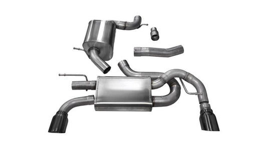 Corsa 10-14 Volkswagen GTI Mk6 Black Touring 3.0in Cat-Back Dual Rear Exit Polished Pro-Series Tips - Mammoth Racing -